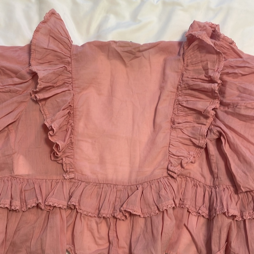 Farm Rio Punk Ruffle Puff Sleeve Wrap Blouse - Picture 10 of 10